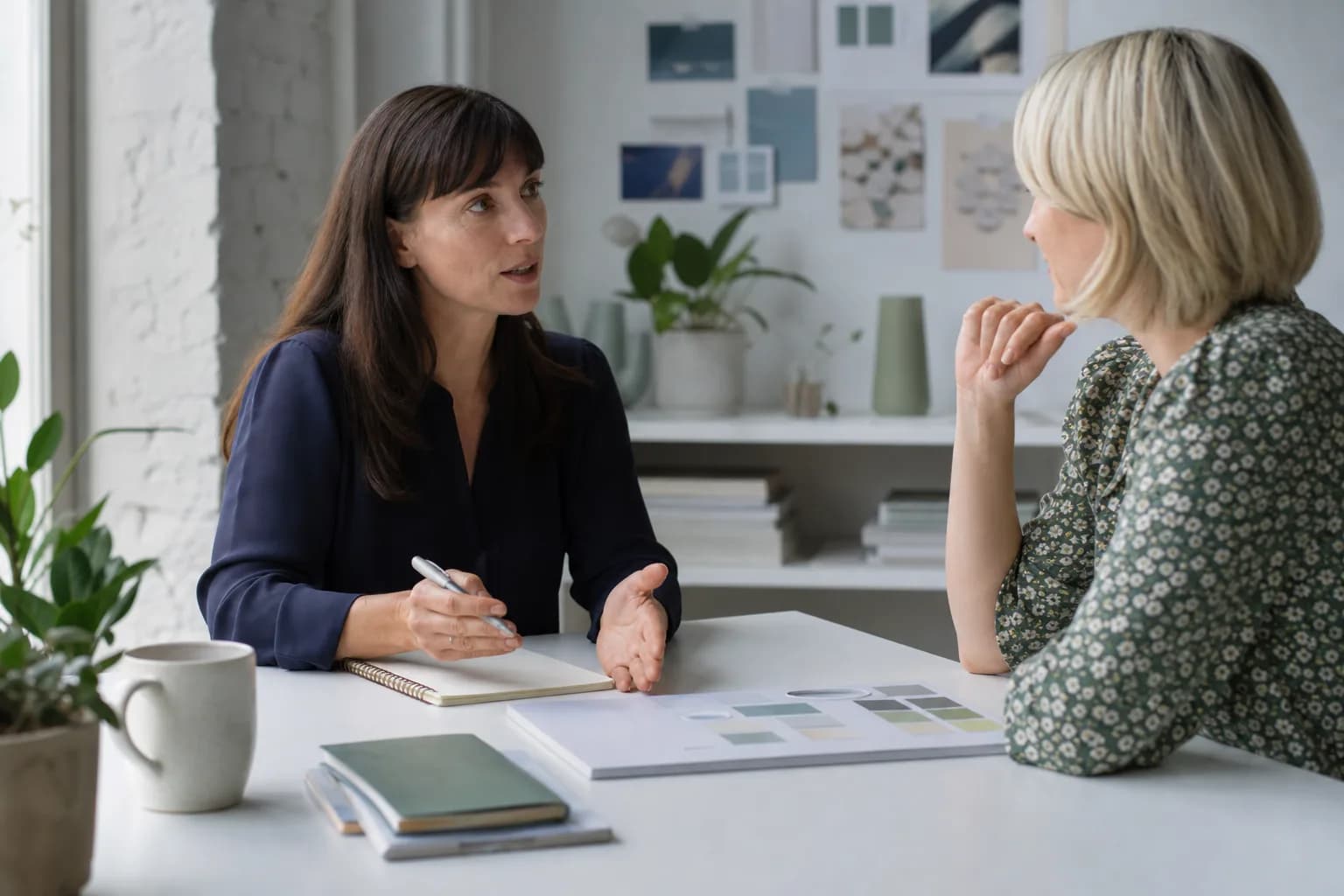 Independent business coach working one-on-one with a small-business owner